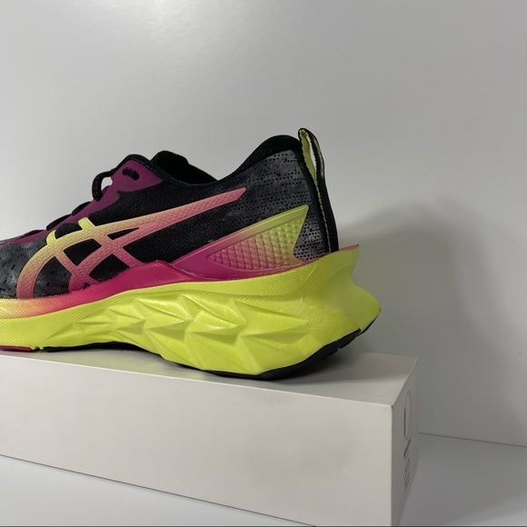 ASICS NOVABLAST 2 WOMENS RUNNING SHOES SIZE 9 BLACK YELLOW PURPLE PINK USED - Picture 10 of 10